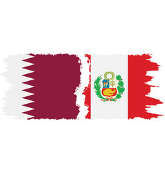 Peru And Qatar Grunge Flags Connection