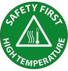 Safety First High Temperature Symbol And Text