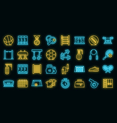 School Gym Icons Set Neon