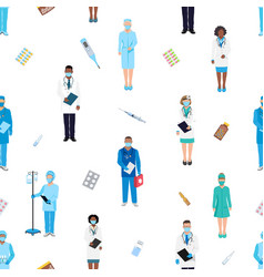 Doctors And Nurses Seamless Pattern