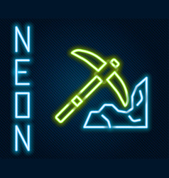 Glowing Neon Line Gold Mining Icon Isolated