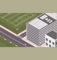 Isometric Building And Soccer Camp