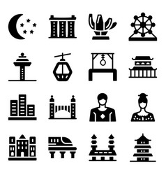 Singapore Culture Solid Icons Set