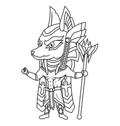 Anubis Chibi Mascot Logo Line Art