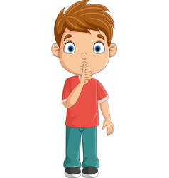 Cartoon Boy With Finger Over His Mouth