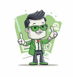 Businessman Wearing Green Suit And Sunglasses