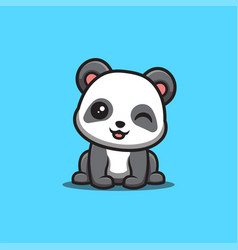 Panda Sitting Winking Cute Creative Kawaii