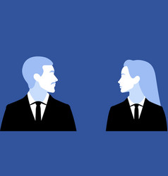 Business Man And Woman Profile Portraits