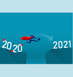 Business People Jumping From Year 2020 Covid-19