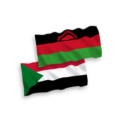 Flags Of Malawi And Sudan On A White Background