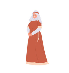 Happy Smiling Woman Nun Medieval Cartoon Character