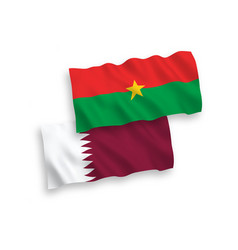 Flags Of Burkina Faso And Qatar On A White