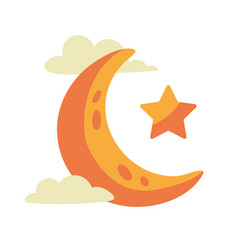 Golden Crescent Moon And Star