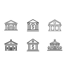 Bank Line Icon Set Outline Of Bank Icons For