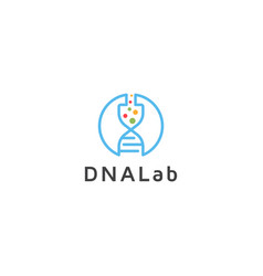 Dna Helix Lab Logo Design Template Flat