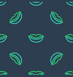 Line Smiling Lips Icon Isolated Seamless Pattern