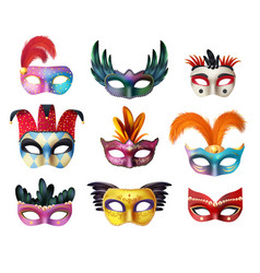 Masquerade Carnival Face Masks Realistic Set