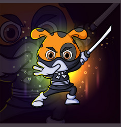 Ninja Dog Attack With The Katana Esport Mascot