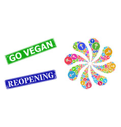 Textured Go Vegan Seals And Right Direction Icon