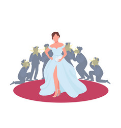 Actress In Fancy Dress On Red Carpet Flat Concept