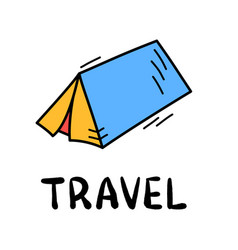 Hand Draw Doodle Simple Tent Travel Camp Icon