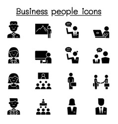 Business People Icon Set In Glyph Style