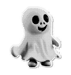 Cute White Sheet Ghost - Halloween Halftone Mixed