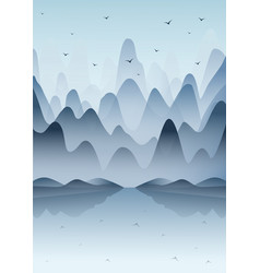 Minimalist Aesthetic Blue Mountains Landscape