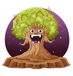 Cartoon Tree With Angry Face