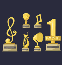 Gold Rock Star Trophy Music Notes Best