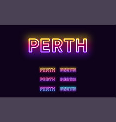 Neon Perth Name City In Australia Text