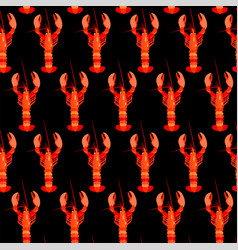 Pattern With Lobsters On Black Background