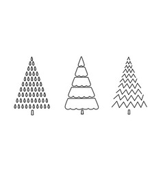 Christmas Tree Set Simple Hand Drawn Outline