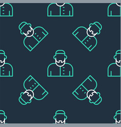 Line Muslim Man Icon Isolated Seamless Pattern