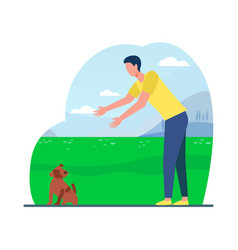 Man Walking With Dog Outdoors