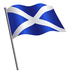 Scottish Flag Waving On Flagpole