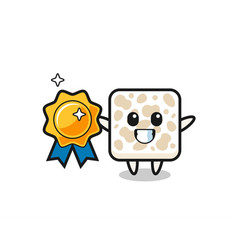 Tempeh Mascot Holding A Golden Badge