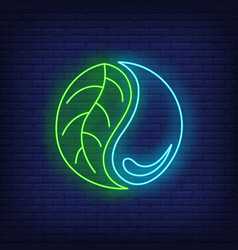 Water Drop And Leaf Yin Yang Neon Sign