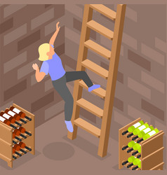 Woman Falling Off Ladder