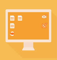 Computer Icon In Flat Style On Yellow Background