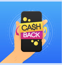 Hand Holding Smartphone With Cash Back Service