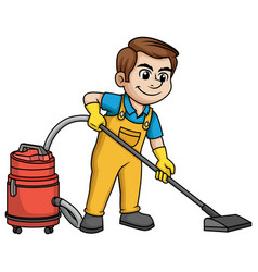 Man Vacuuming The Floor Cartoon Clip Art