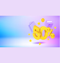 50 Percent Season Discount Concept 3d Banner