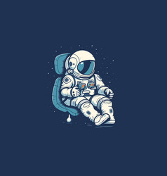 A Cute Astronaut Chill Relaxation On Game Contro