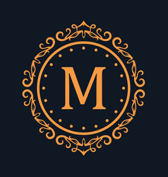 M Royal Logo Emblem Isolated On Rich Dark Blue