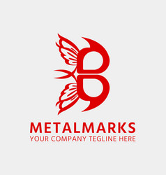 Metalmarks Butterfly B Letter Logo Design Template