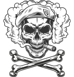 Navy Seal Skull Wearing Beret And Smoking Cigar