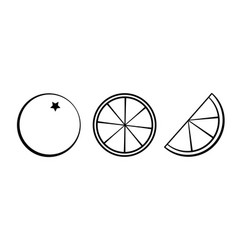 Set Of Black Line Art Citrus Fruit Symbol