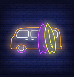 Van With Surfboards Neon Sign