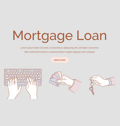 Mortgage Loan Landing Page Concept Hands Typing